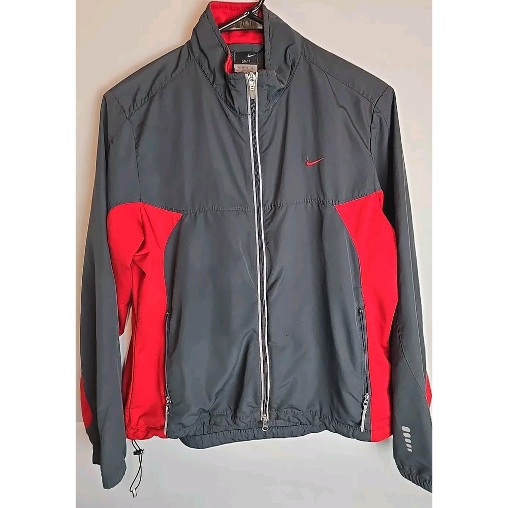 vintage y2k nike windbreaker jacket Running Jogging Red Grey Size Medium Rn56323